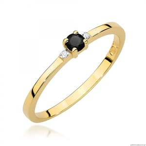 Pierścionek W0464 Czarny Diament 0,12ct żółte złoto 375