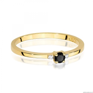 Pierścionek W0464 Czarny Diament 0,12ct żółte złoto 375