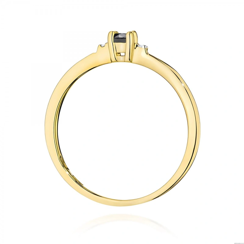 Pierścionek W0464 Czarny Diament 0,12ct żółte złoto 375