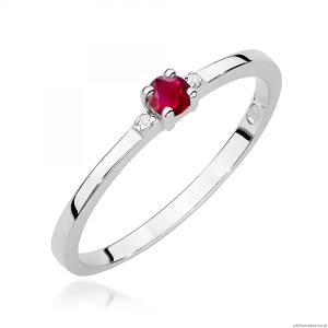 Pierścionek W0464 Rubin 0,15ct białe złoto 375