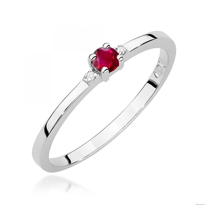 Pierścionek W0464 Rubin 0,15ct białe złoto 375
