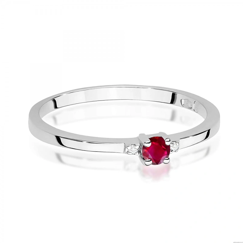 Pierścionek W0464 Rubin 0,15ct białe złoto 375