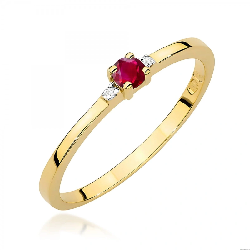 Pierścionek W0464 Rubin 0,15ct żółte złoto 375