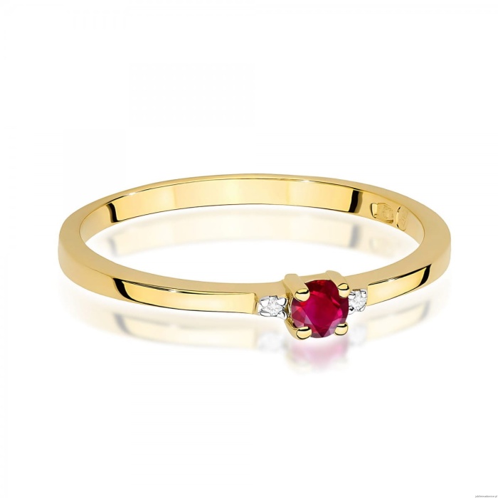 Pierścionek W0464 Rubin 0,15ct żółte złoto 375