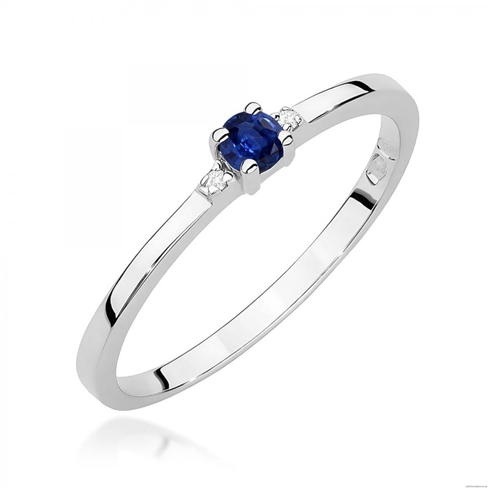 Pierścionek W0464 Szafir 0,15ct białe złoto 375