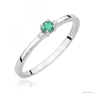 Pierścionek W0464 Szmaragd 0,15ct białe złoto 375