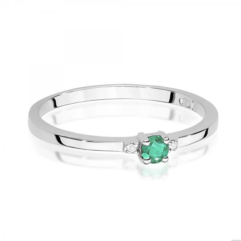 Pierścionek W0464 Szmaragd 0,15ct białe złoto 375