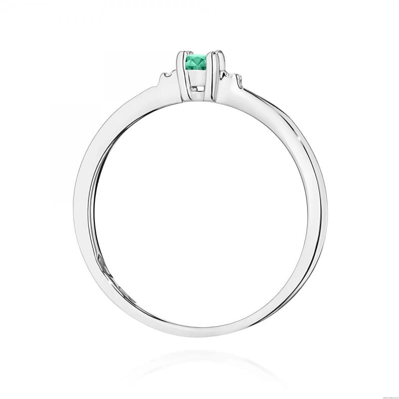 Pierścionek W0464 Szmaragd 0,15ct białe złoto 375