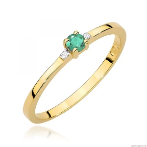Pierścionek W0464 Szmaragd 0,15ct żółte złoto 375
