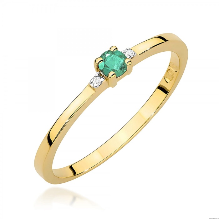 Pierścionek W0464 Szmaragd 0,15ct żółte złoto 375