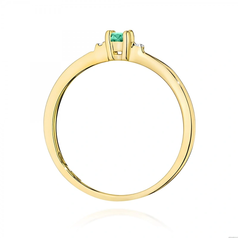 Pierścionek W0464 Szmaragd 0,15ct żółte złoto 375