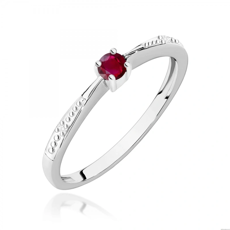 Pierścionek W0465 Rubin 0,15ct białe złoto 375