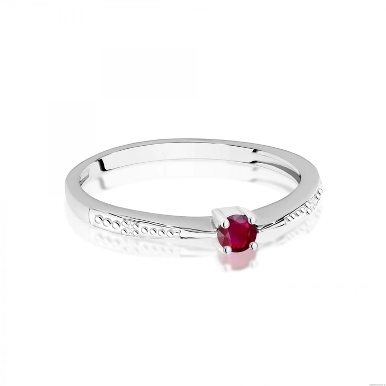 Pierścionek W0465 Rubin 0,15ct białe złoto 375