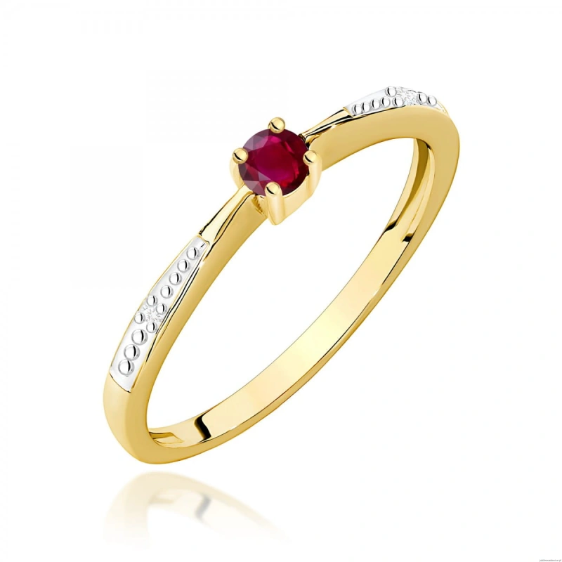 Pierścionek W0465 Rubin 0,15ct żółte złoto 375