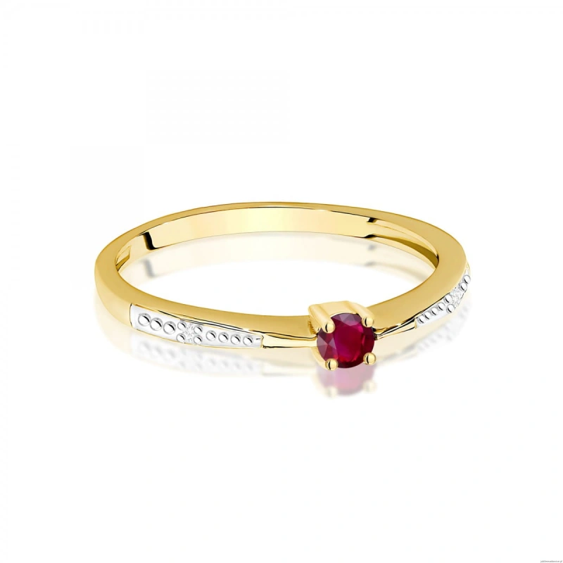 Pierścionek W0465 Rubin 0,15ct żółte złoto 375