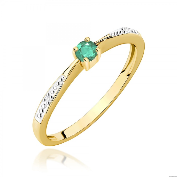 Pierścionek W0465 Szmaragd 0,15ct żółte złoto 375