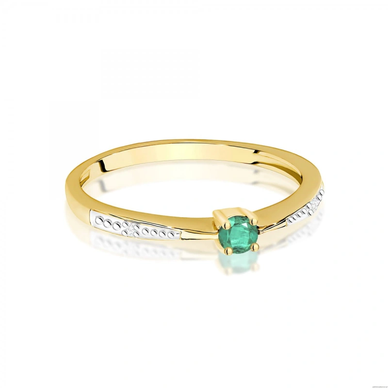 Pierścionek W0465 Szmaragd 0,15ct żółte złoto 375