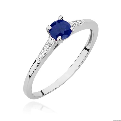 Pierścionek W0466 Szafir 0,30ct białe złoto 375
