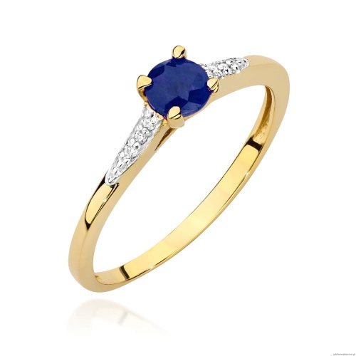 Pierścionek W0466 Szafir 0,30ct żółte złoto 375