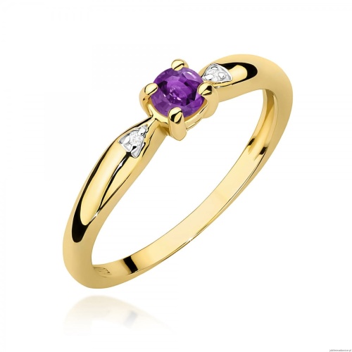 Pierścionek W0469 Ametyst 0,10ct żółte złoto 375