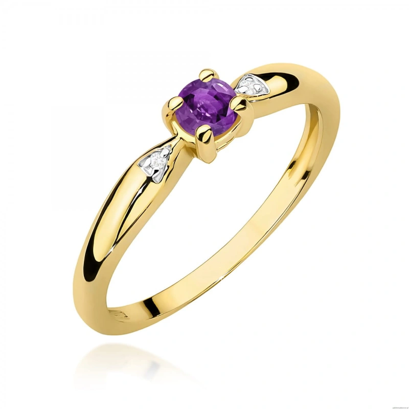 Pierścionek W0469 Ametyst 0,10ct żółte złoto 375
