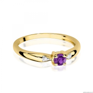 Pierścionek W0469 Ametyst 0,10ct żółte złoto 375