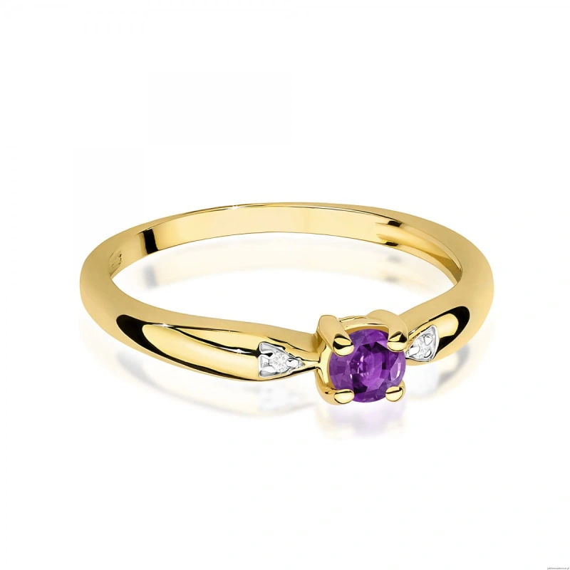 Pierścionek W0469 Ametyst 0,10ct żółte złoto 375