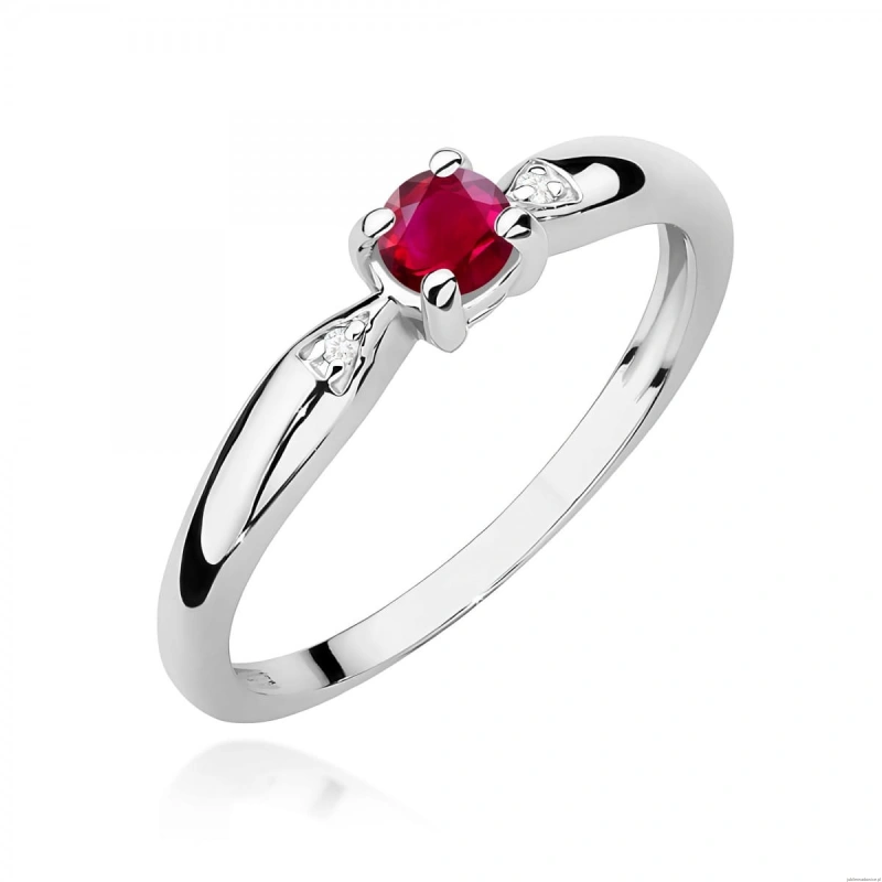 Pierścionek W0469 Rubin 0,15ct białe złoto 375