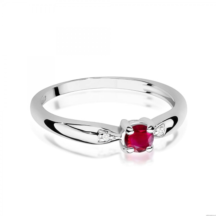 Pierścionek W0469 Rubin 0,15ct białe złoto 375