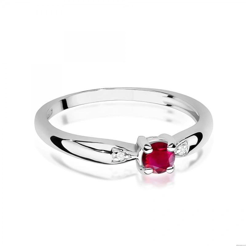 Pierścionek W0469 Rubin 0,15ct białe złoto 375