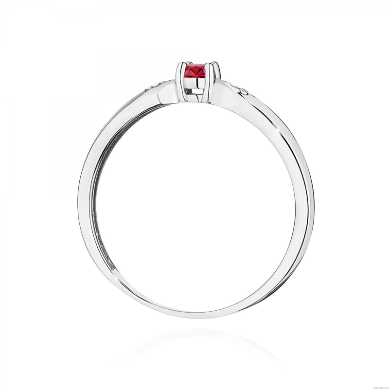 Pierścionek W0469 Rubin 0,15ct białe złoto 375