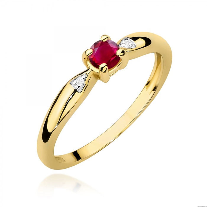 Pierścionek W0469 Rubin 0,15ct żółte złoto 375