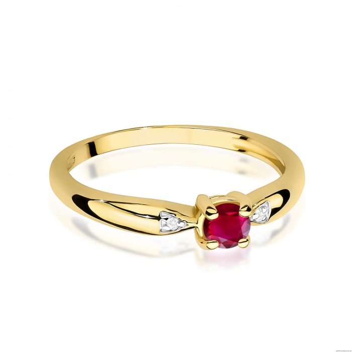 Pierścionek W0469 Rubin 0,15ct żółte złoto 375