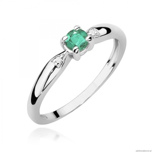 Pierścionek W0469 Szmaragd 0,15ct białe złoto 375