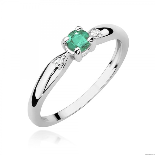 Pierścionek W0469 Szmaragd 0,15ct białe złoto 375