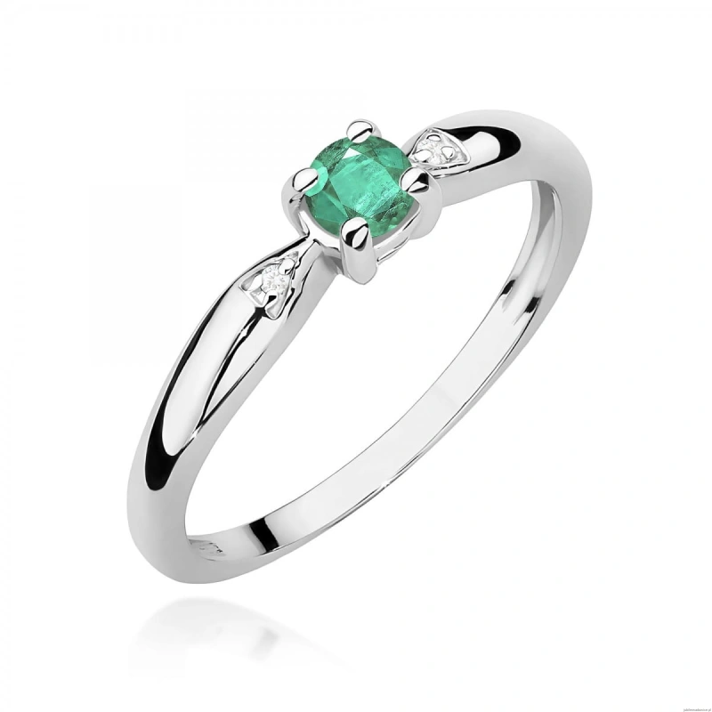 Pierścionek W0469 Szmaragd 0,15ct białe złoto 375