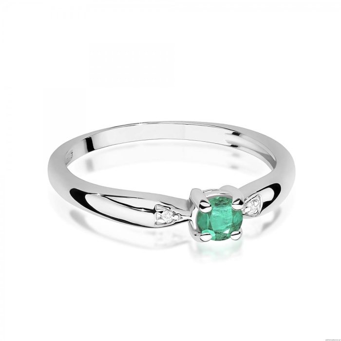 Pierścionek W0469 Szmaragd 0,15ct białe złoto 375