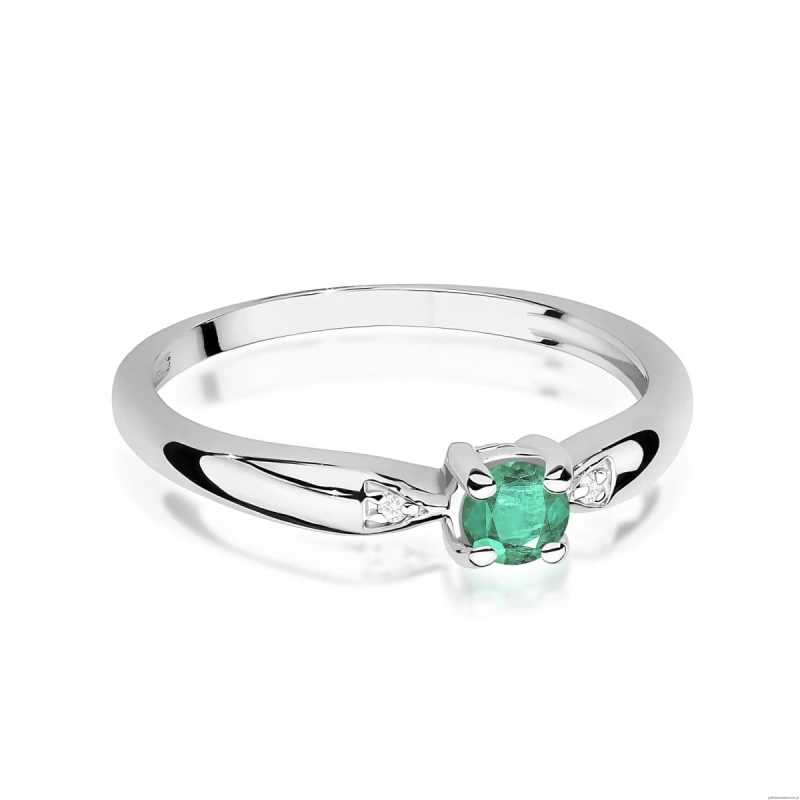 Pierścionek W0469 Szmaragd 0,15ct białe złoto 375