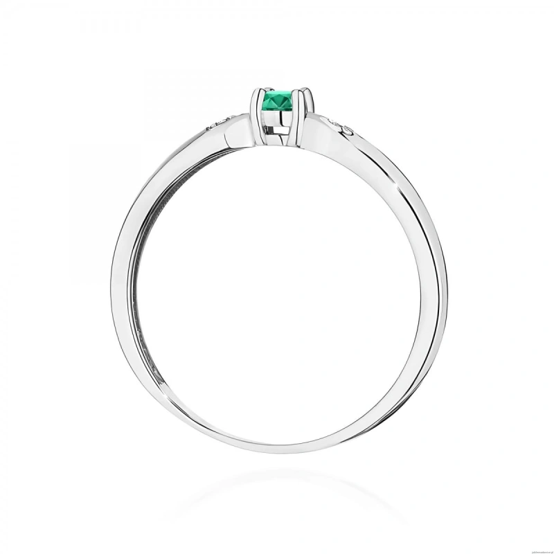 Pierścionek W0469 Szmaragd 0,15ct białe złoto 375