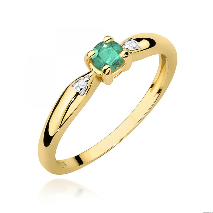Pierścionek W0469 Szmaragd 0,15ct żółte złoto 375