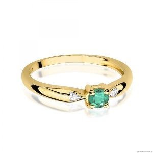 Pierścionek W0469 Szmaragd 0,15ct żółte złoto 375