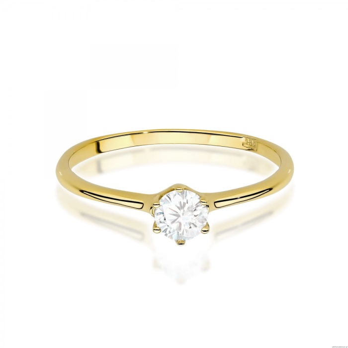 Pierścionek W0499 Diament Laboratoryjny 0,25ct żółte złoto 375