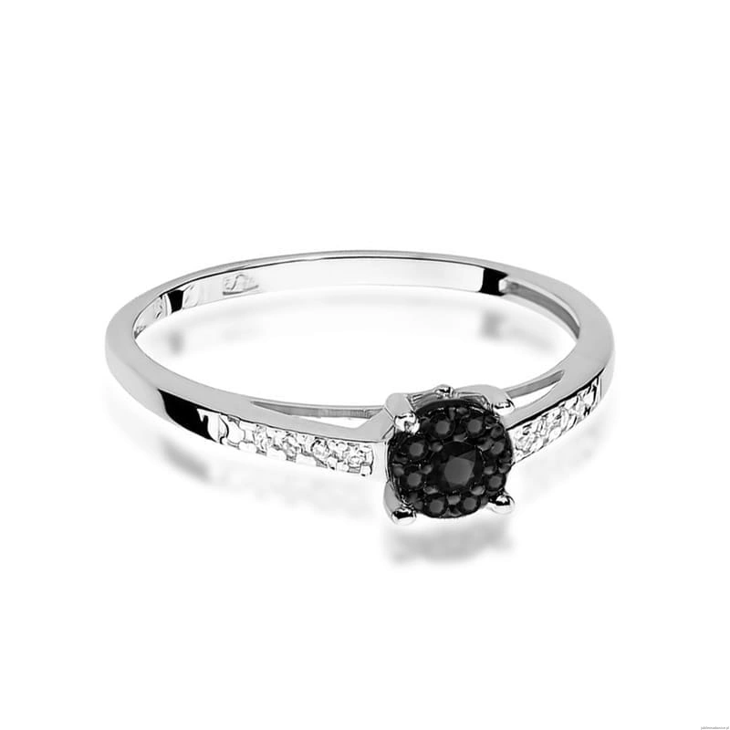 Pierścionek W0055 Czarny Diament 0,04ct białe złoto 375