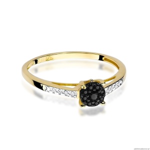 Pierścionek W0055 Czarny Diament 0,04ct żółte złoto 375
