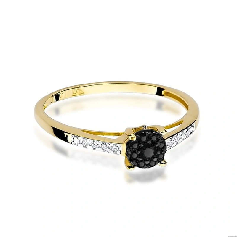 Pierścionek W0055 Czarny Diament 0,04ct żółte złoto 375