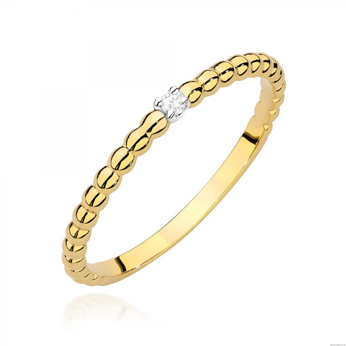 Pierścionek W0601 Diament 0,02ct żółte złoto 375