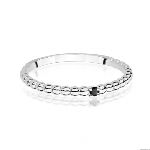 Pierścionek W0601 Czarny Diament 0,02ct białe złoto 375