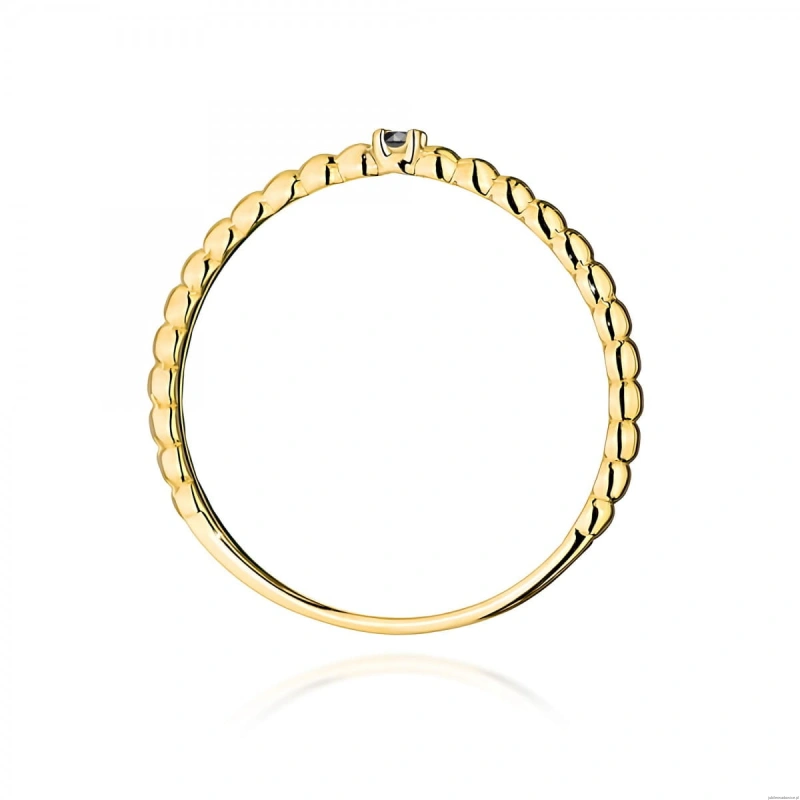 Pierścionek W0601 Czarny Diament 0,02ct żółte złoto 375