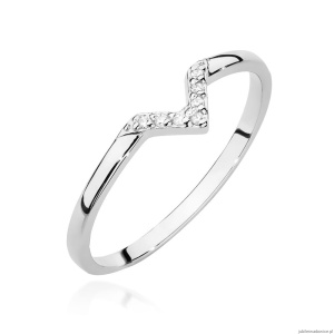 Pierścionek W0602 z diamentami białe złoto 375