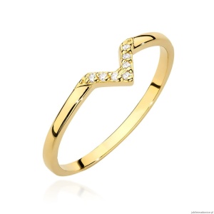Pierścionek W0602 z diamentami żółte złoto 375
